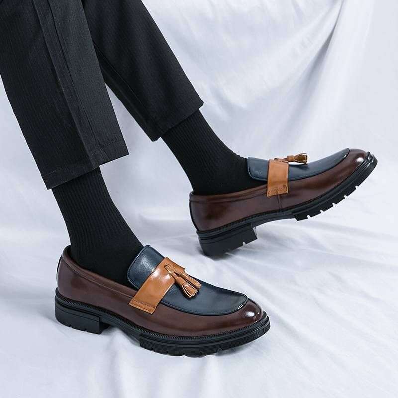 Men's High Quality Leather Slip-on Formal Oxfords Footwear Driving Party Dating Business Work Shoes Tassel Loafers 38-46