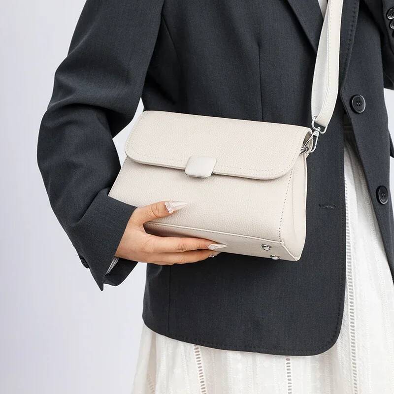 Solid Color Cow Handbag Female Messenger Tote Sac High Quality Genuine Leather Women Crossbody Shoulder Bags