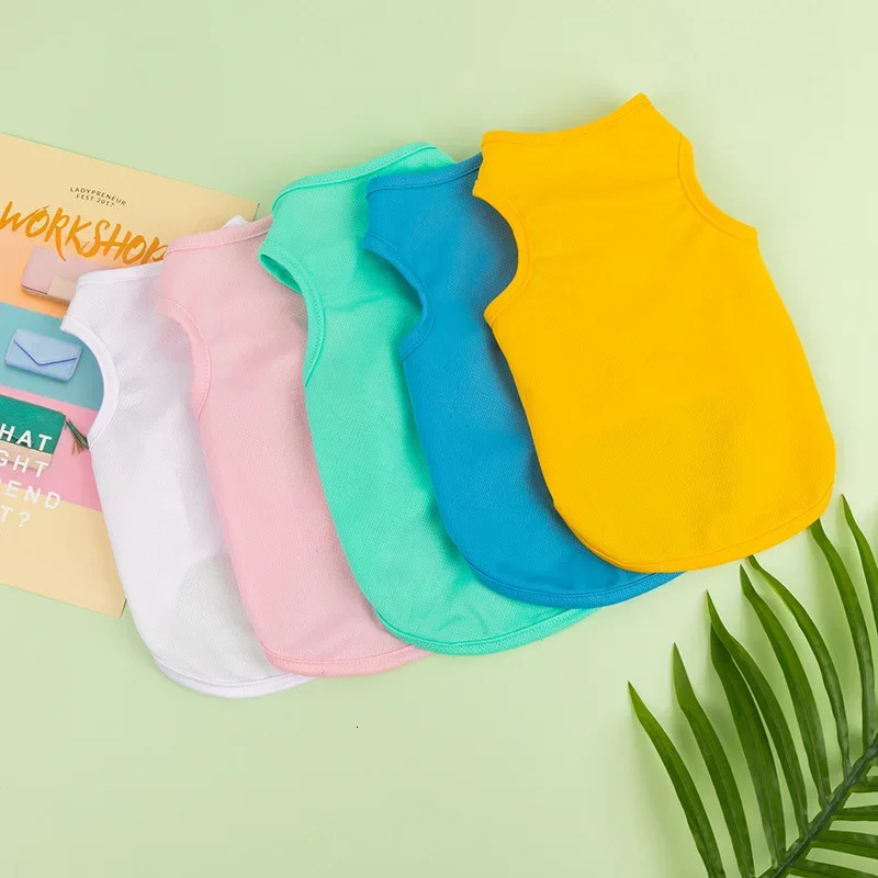 Summer Dog Clothes Thin Breathable Vest Plain Color Small Pet TShirt for Teddy Poodle Puppy Lightweight Casual Outfit 250814