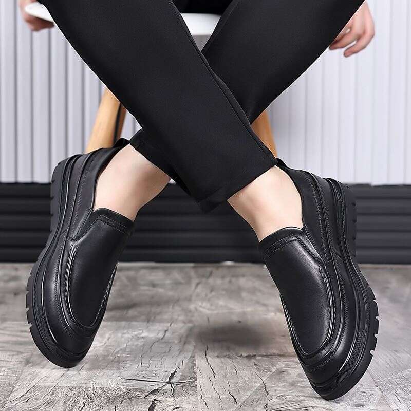 Autumn New Business Genuine Leather Thick Soles Casual Height Increase. Men's Shoes With British Style Loafers Are
