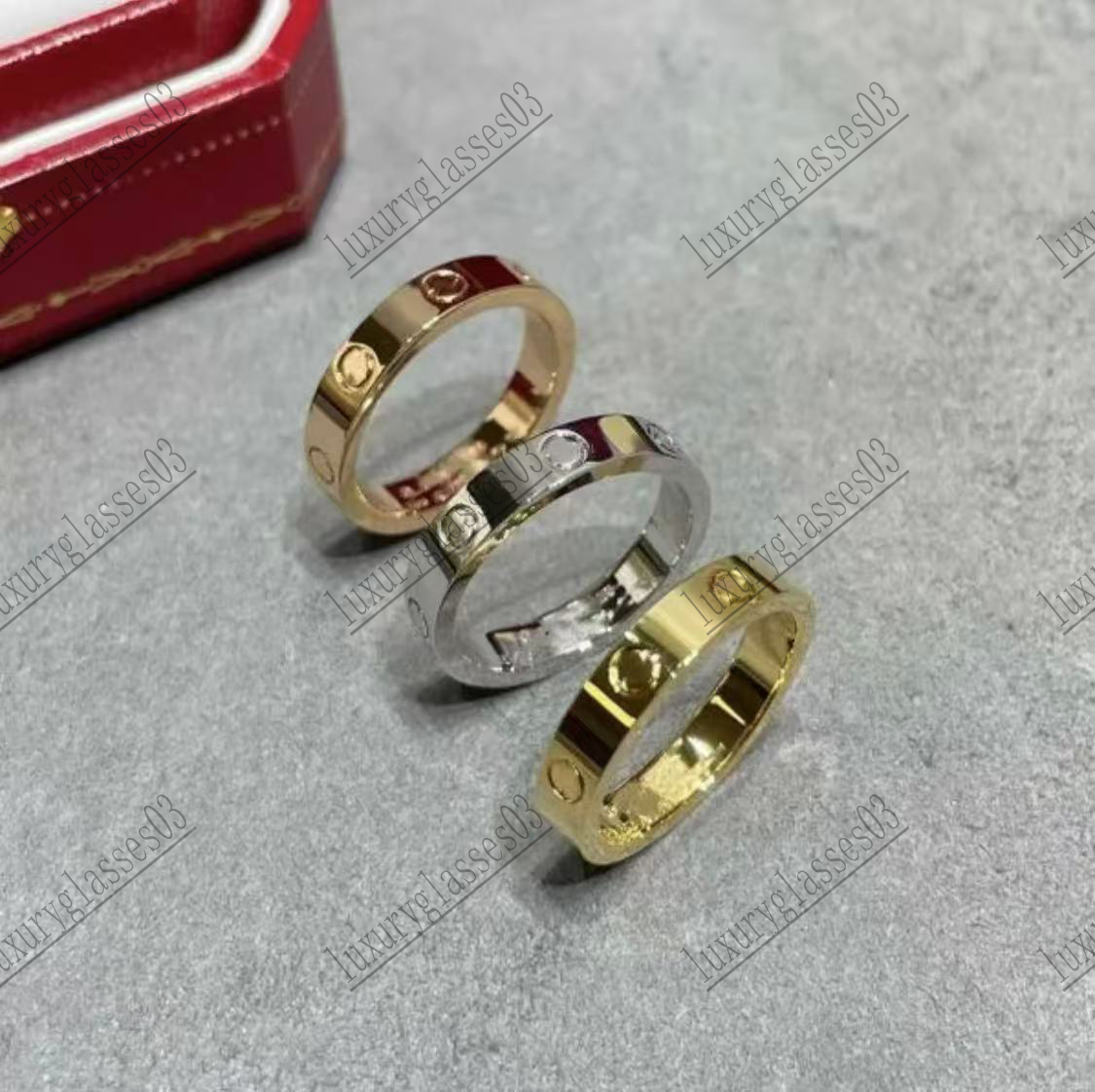 4mm 5mm 6mm ring titanium steel love ring mens and womens rose gold fashion jewelry rings designer ring couple promise Never fade wedding rings