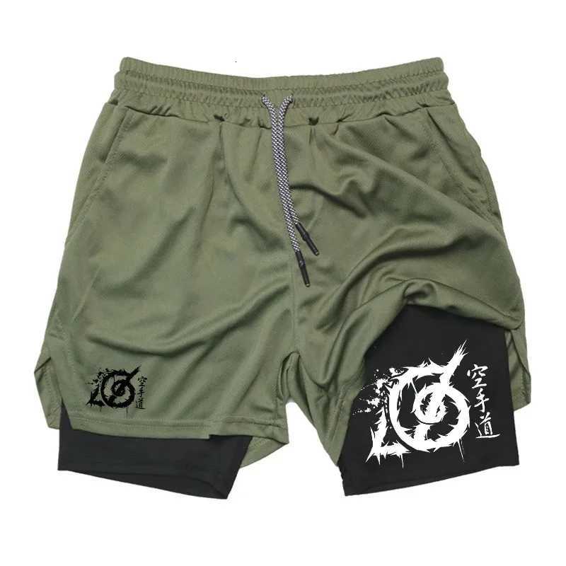 Karate Graphic 2 in 1 Workout Running Shorts for Men Gym Athletic Sport Shorts with Compression Liner Phone Pocket Towel Loop Y250814