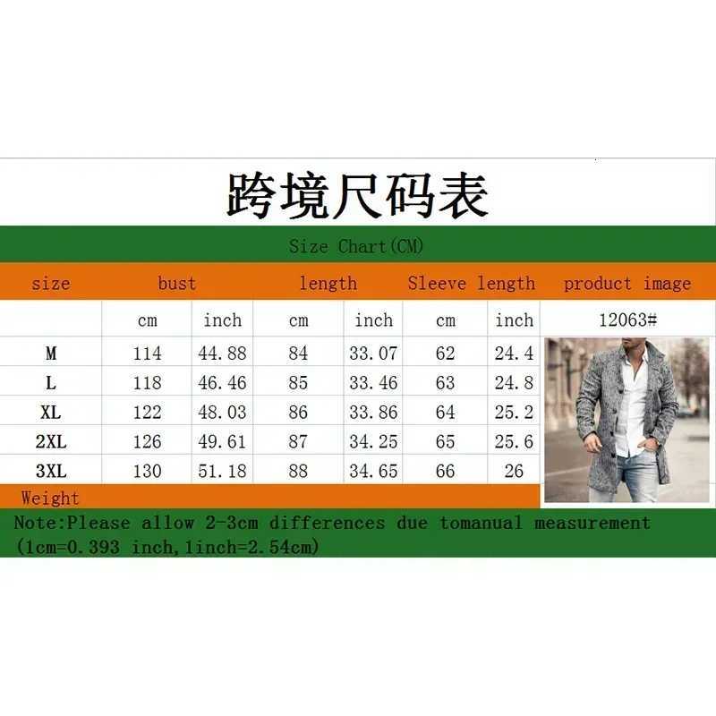 Checkered Mens Trench 2025 New Coat Autumn Winter Outdoor Casual Fashion Windproof Trench Coat Woolen Jacket Clothing W250815