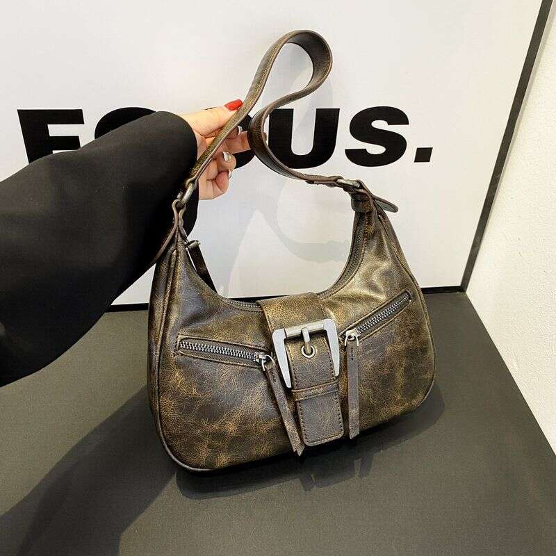 New women's motorcycle handbag armpit shoulder bag wear-resistant waterproof PU