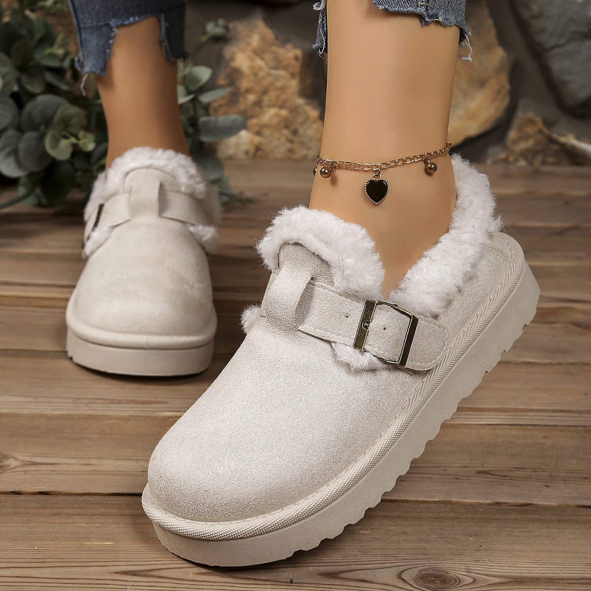 Free shipping women's new design snow boots 2025 winter versatile casual belt buckle with thick velvet and warm cotton shoes size 36-41