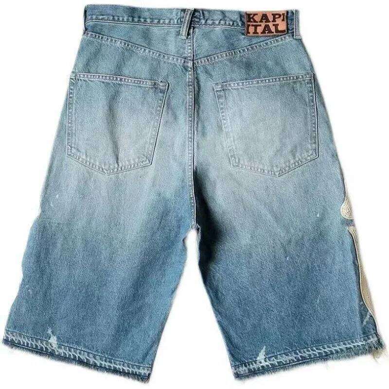 Deeptown Y2k Vintage Haruku Denim Shorts Women Washed Patchwork Tassels American Retro Jeans Man Baggy Hip Hop Jorts Summer