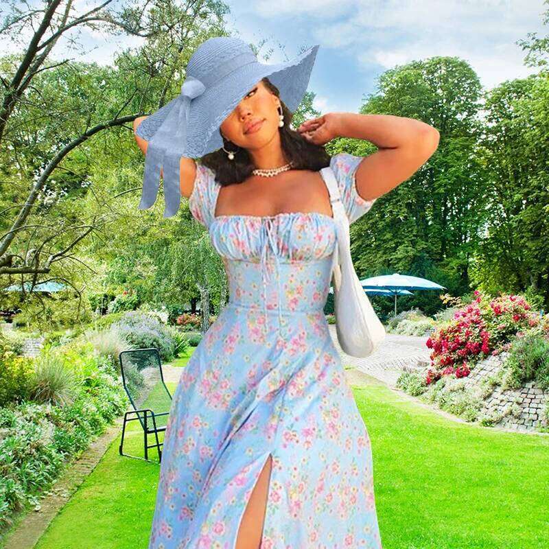 Women's Clothing 2024 New Small Fresh Floral Slim Fit Slit European And American Camisole Dress For