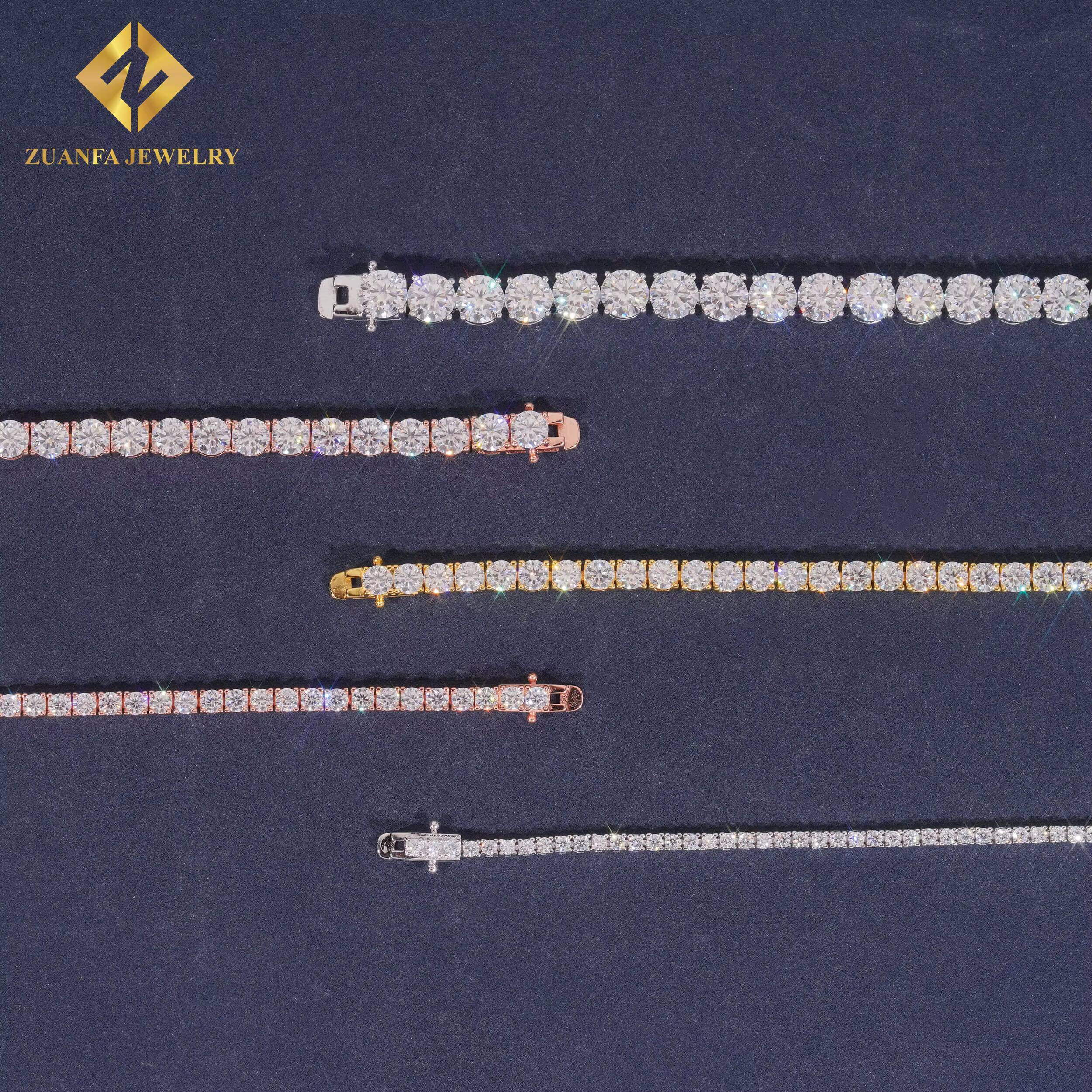 Hot Sale Tennis Bracelet 925 Sterling Silver 18K Gold Plated Moissanite Diamond Tennis Chain Necklace Bracelet Large Store