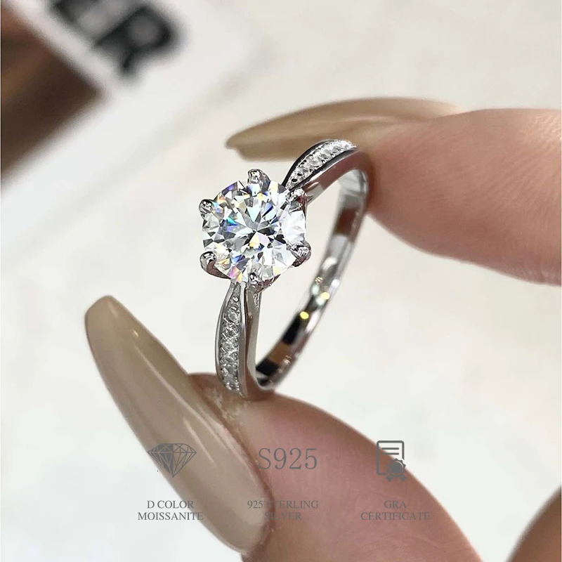 DW 0.5-2CT Diamond Rings for Women Engagement Real 925 Sterling Silver Original Wedding Gemstone Fine Jewelry 250807