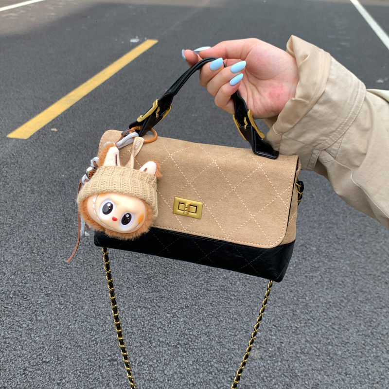 Luxury Retro Frosted Women's Handbag Free Shipping Designer Diamond Grid Splicing Chain Small Square Bag New Single Shoulder Crossbody Bag Casual