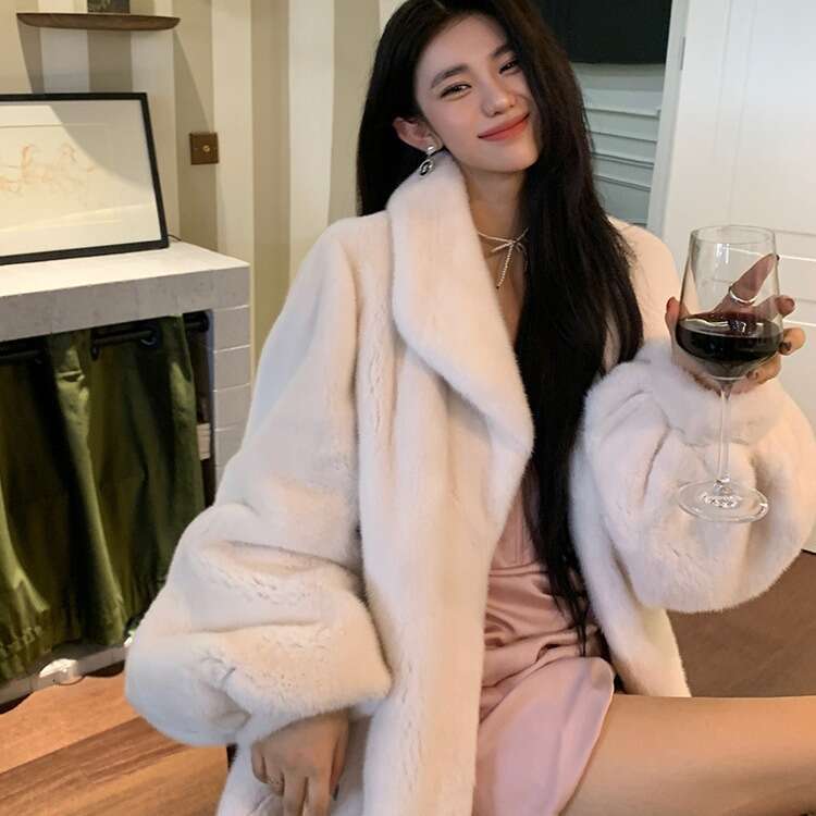 Eco-Friendly Long Loose Thickened Real Fur Coat Women's West Style Lapel Leather Jacket Artificial Mink Velvet Integrated Outerw