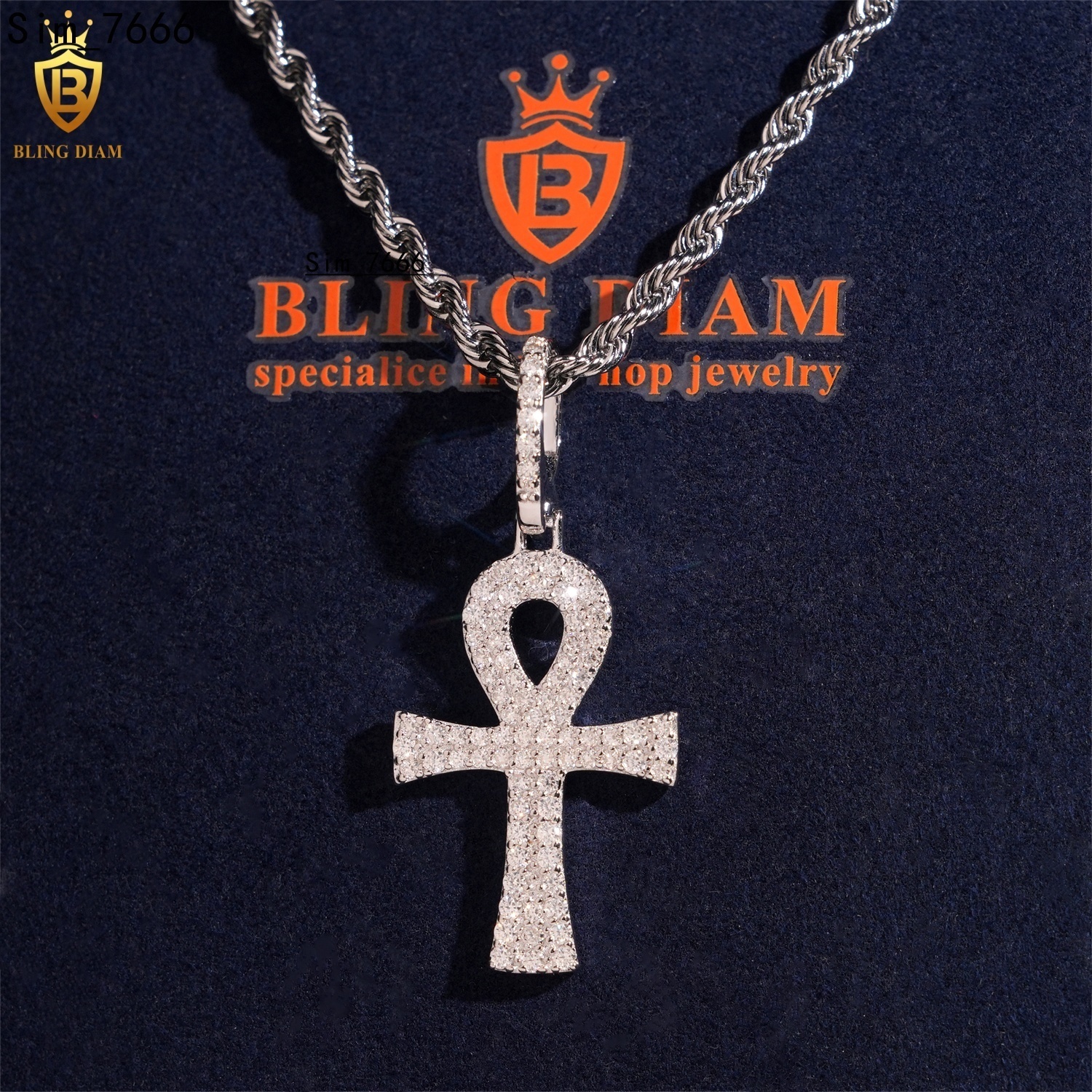 Fashion Fine Jewelry VVS Moissanite 925 Sterling Silver Hip Hop Luxury Iced Out Cross Pendant