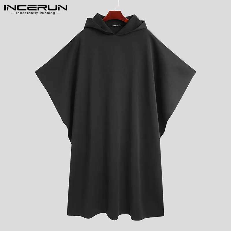 2023 Fashion Men Cloak Coats Hooded Solid Loose Streetwear Punk Windproof Mens Trench Chic Winter Long Cape Poncho W250815