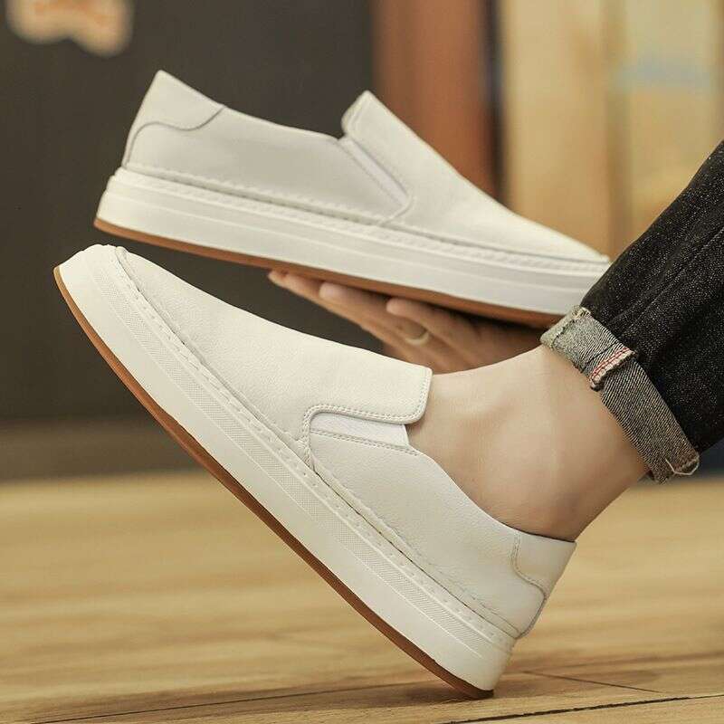 Trendy Men's Loafers, Genuine Leather Low Cut Bean Lazy Versatile Flat Shoes, Odor And Anti Slip Korean Casual Shoes