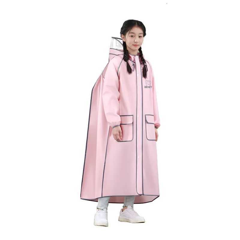Long full body rainstorm proof childrens raincoat for junior high school students to go to school by bike Y250814