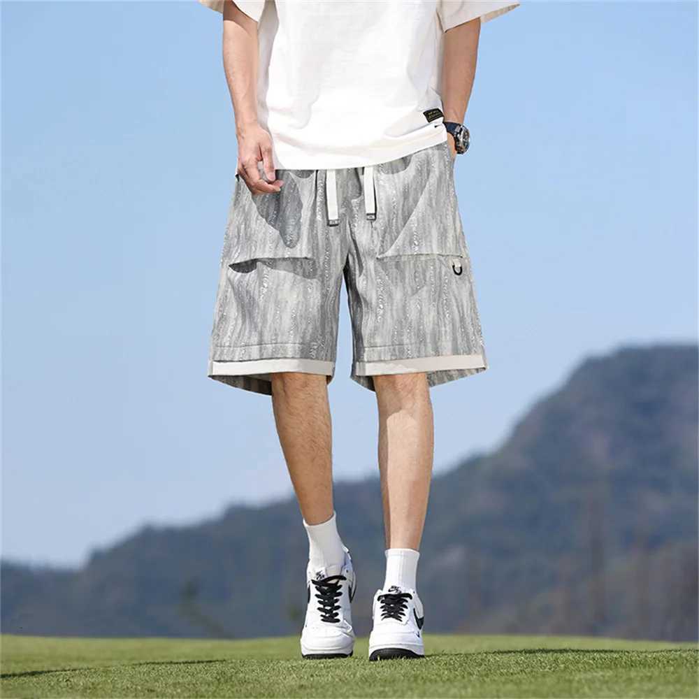 2025 New style sports workwear shorts mens summer thin quick-drying pants mens solid color breathable sports capri pants Y250814