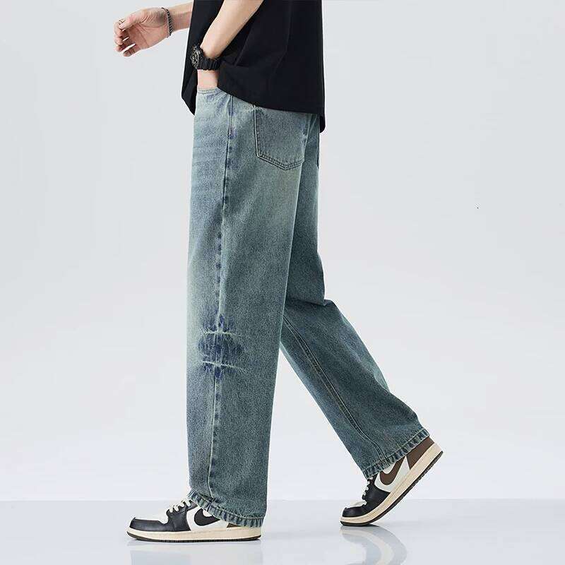 2025 spring/summer new jeans fashion retro Y2k pants street wear casual men's loose straight leg