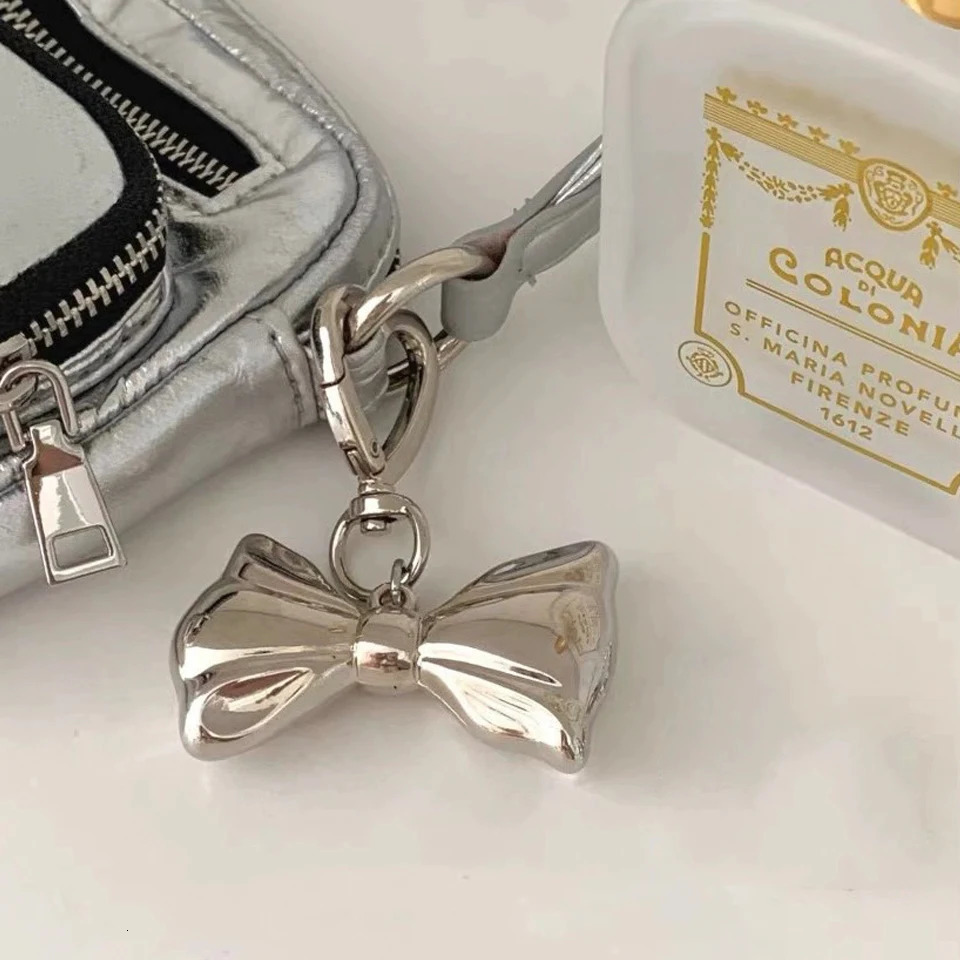 ZAKOL Y2K Korean Cute Beaded Pearl Bowknot Keychain for Women Girls Metal Bow Pendant Bag Decoration Accessories 250804