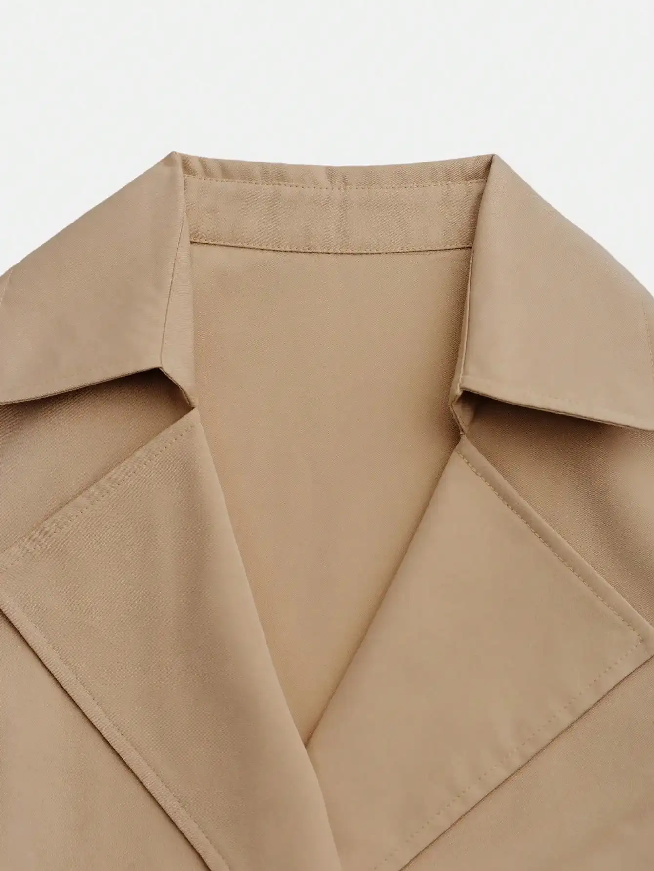 Advanced temperament womens fashion double breasted waist cinched British style mid length long sleeved windbreaker jacket 250805