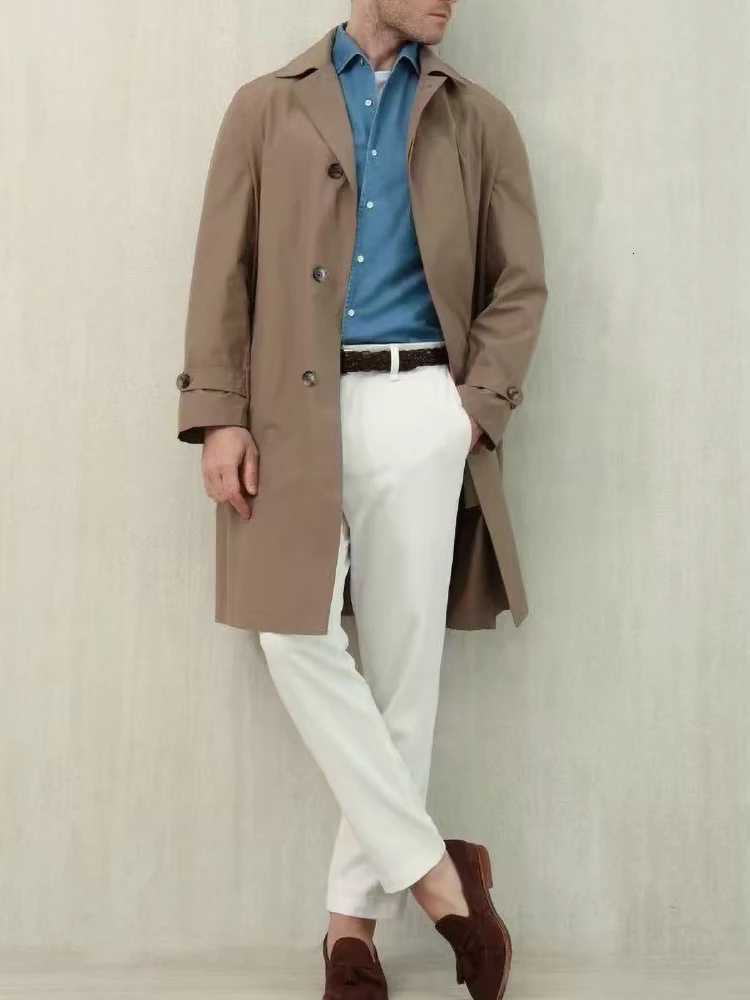 Luxury Mid-Length Trench Coat Single-Breasted Mens Urban Commuting Office Business Casual Jacket Light Cozy Trip Wear W250815