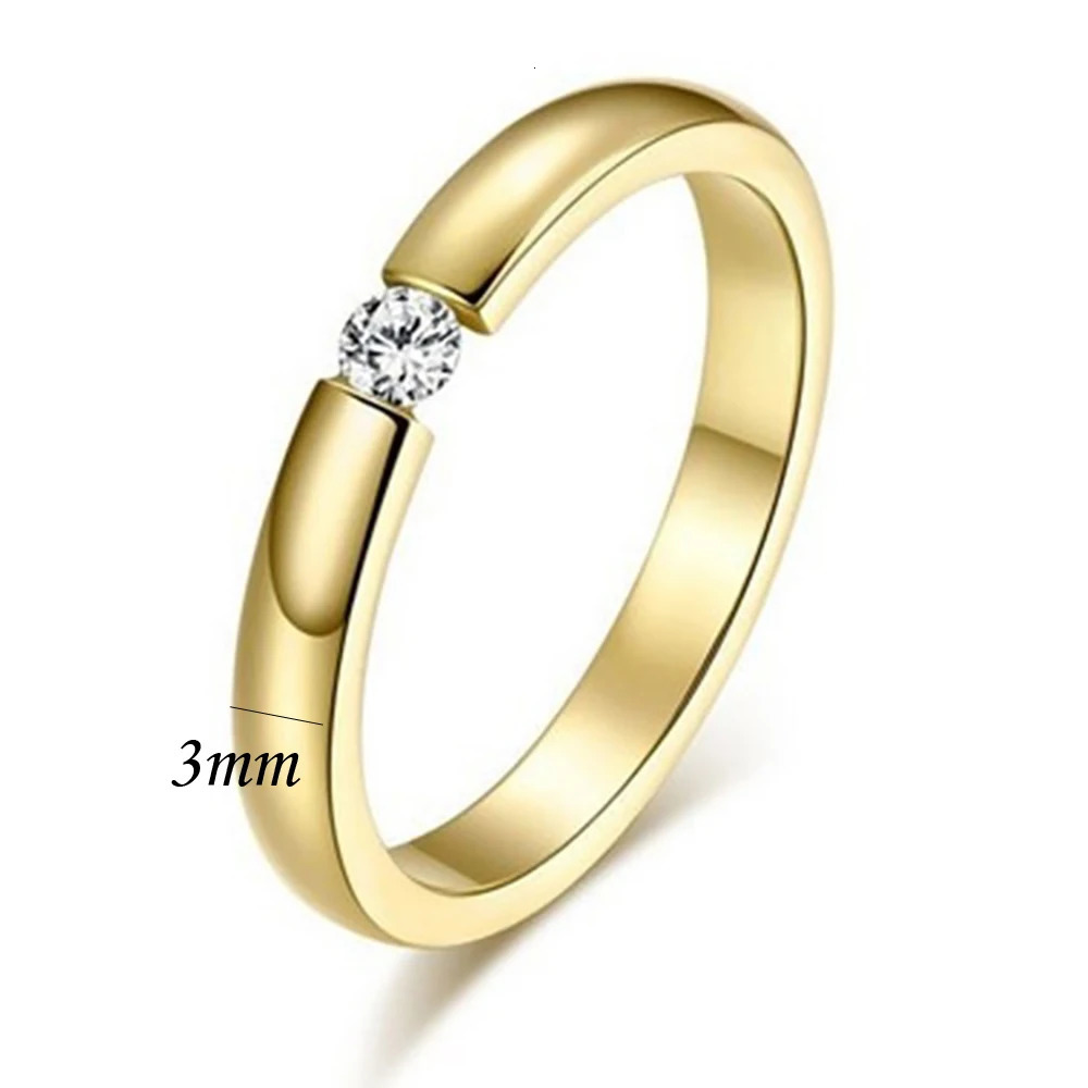 Gold Color Wedding Bands Couple Ring for Women Men Jewelry Stainless Steel Engagement Rings Anniversary Gift n Wholesale 250811