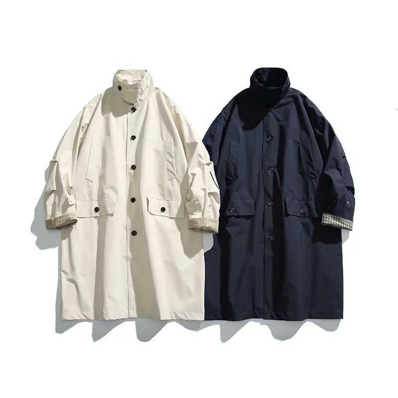 Men Coat Japanese Korean Streetwear Fashion Loose Casual Vintage Long Trench Jacket Men Trenchcoat Outerwear W250815