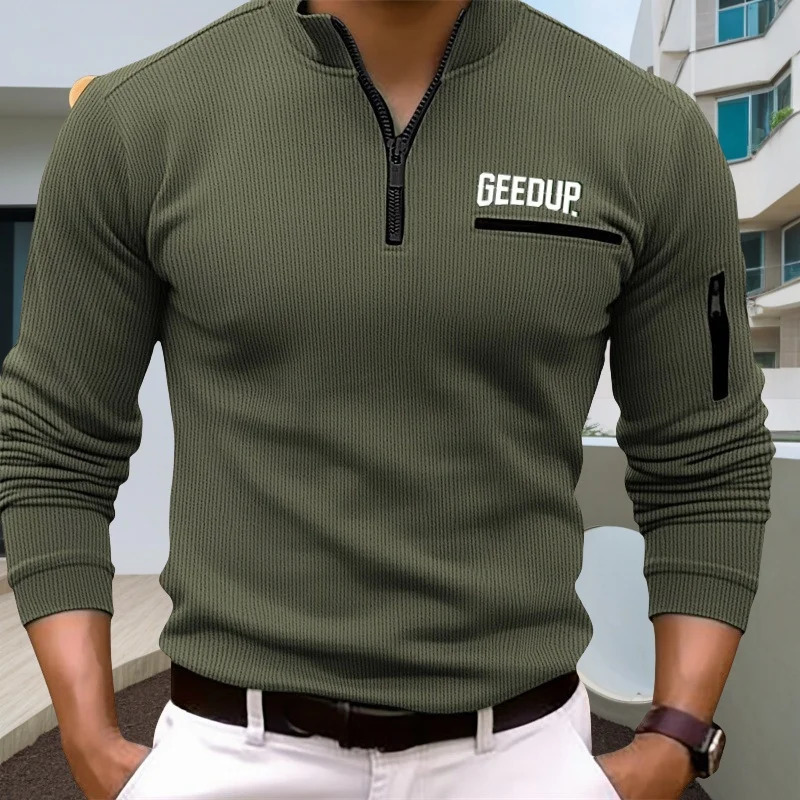 Spring and autumn light y mature leisure mens sports British retro style striped zipper arm fashion outdoor long sleev 250814