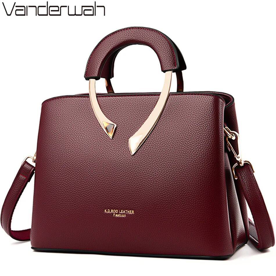 GENUINE VANDERWAH High Quality Leather Casual Tote Handbags Designer Shoulder Crossbody Bags For Women 2024