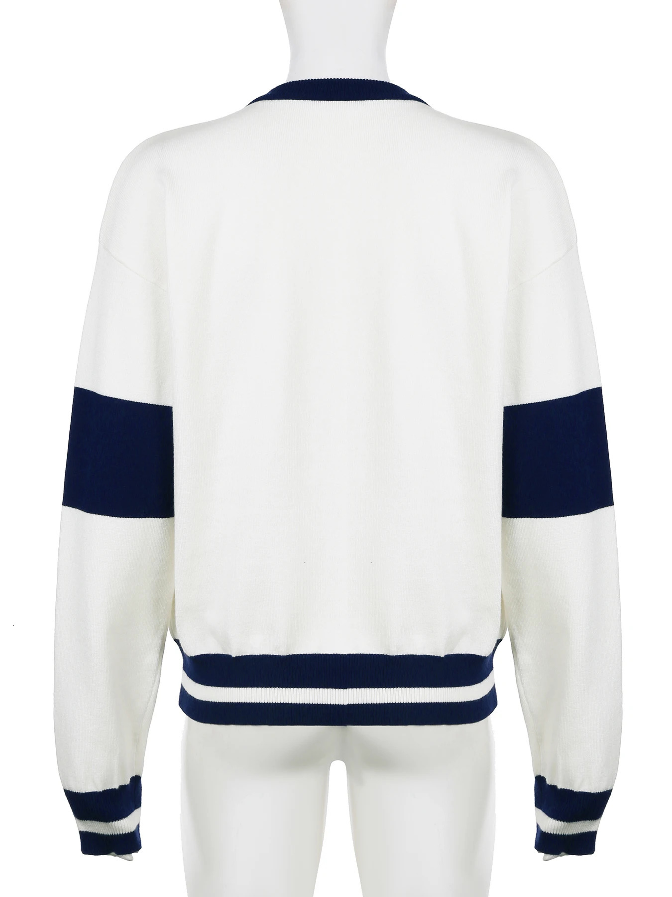 Rockmore Preppy Style American Flag Print Knitted Sweater Women Y2k Clothes Vintage Casual Streetwear Full Sleeve Oneck Pullover 250808