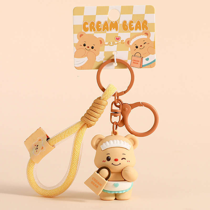 Free shipping Graceful Genuine Creative Cartoon Butter Bear Plush Pendant Keychain Couple Bag Charm Small Gift