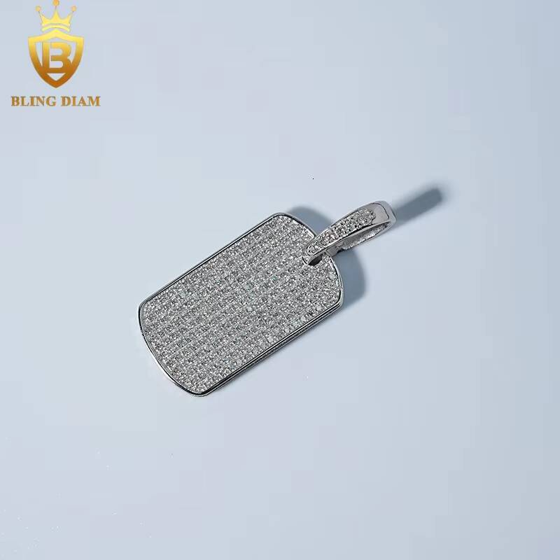 Wholesale Price Small Dog Rectangle Pendants Hip Hop Fine Jewelry Moissanite Iced Out 925 Silver Charm Pendant