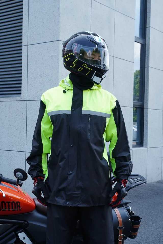 Fashion Thickened Split Rainwear Color Matching Sports Rainsuit Mens Waterproof Riding Motorcycle Raincoat Y250814
