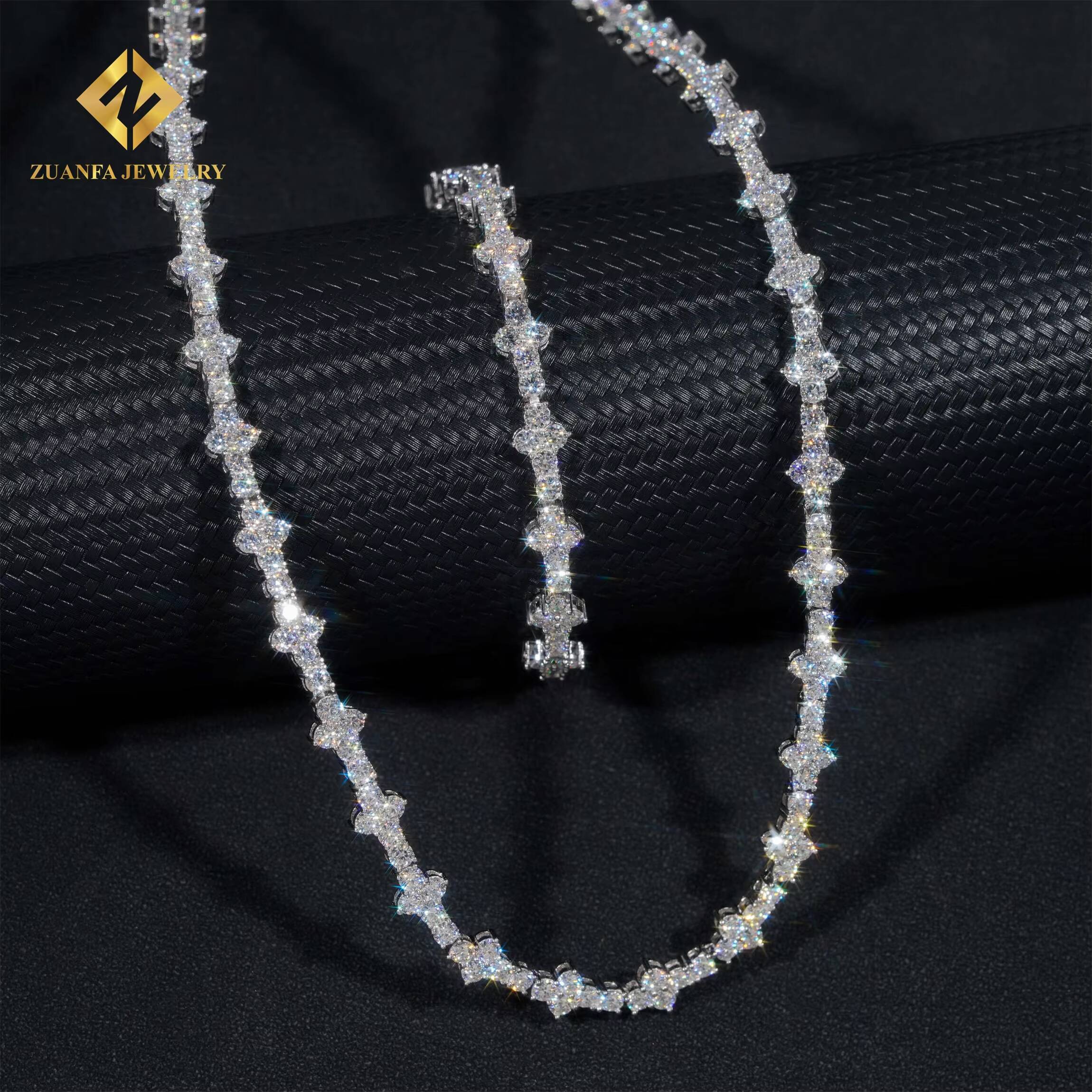 Best Selling Iced Out Hip Hop Style Jewelry Silver S925 3mm VVS1 Moissanite Diamond GRA Certificate Cluster Tennis Chain