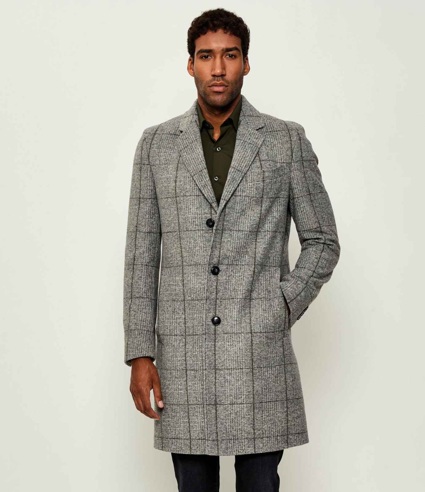 Vintage Plaid Men Overcoat Single Breasted Wool Blends Long Fashion Business Winter Warm Overcoat Customized