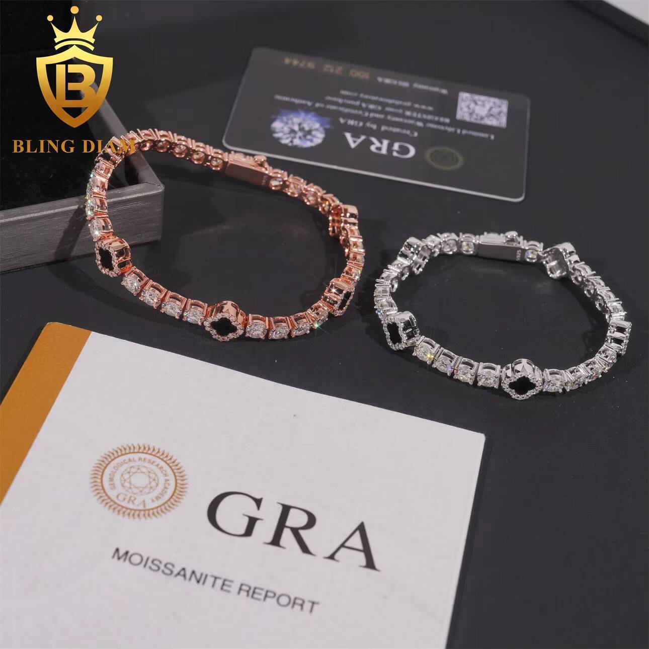 Iced Out Diamond 3mm Hip Hop Fine Jewelry 925 Sterling Silver VVS Moissanite Diamond Tennis Chain Bracelet