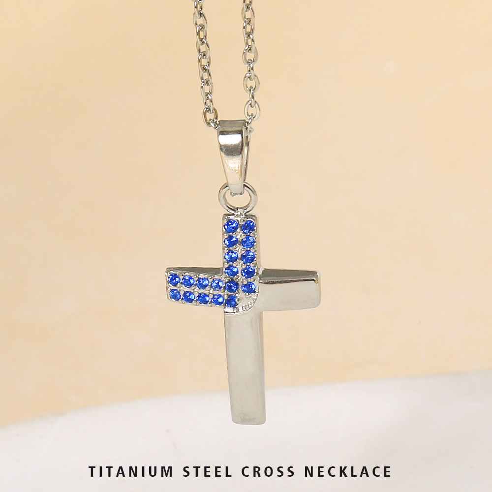 Cross Zircon Necklace Accessories for Women, Non-Fading, Simple and High-End, Niche Light Collarbone Chain Jewelry for Women