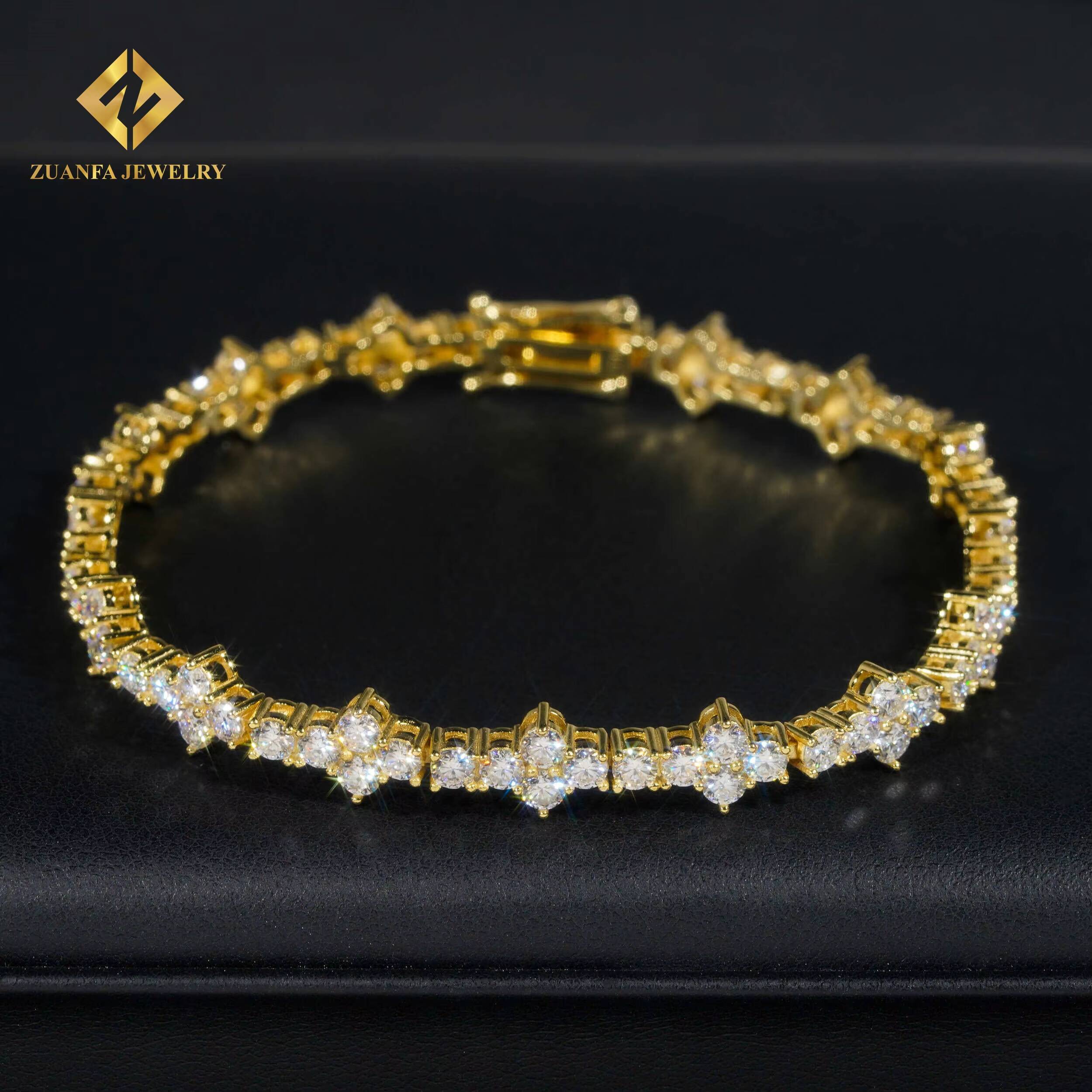 Pass Diamond Tester 3mmWholesale Price Iced Out Hip Hop S925 Silver VVS1 Moissanite Diamond Cross Hip Hop Tennis Chain Bracelet