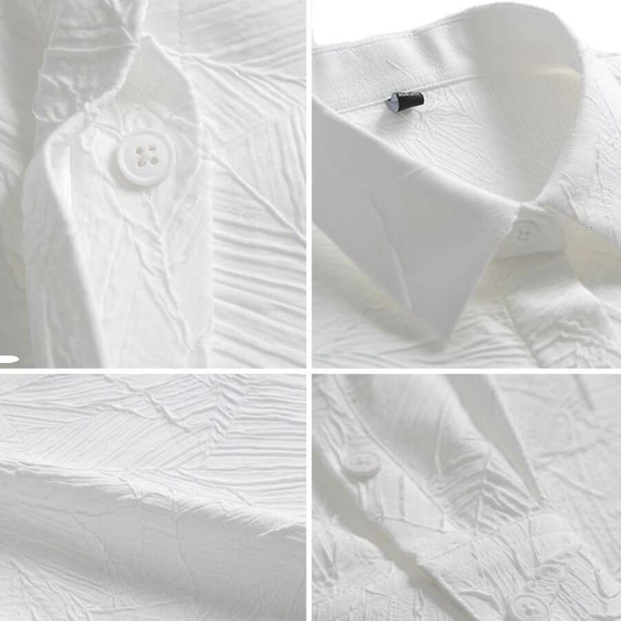 High-End French Style Niche For Men Loose Casual Jacquard Shirt Youth Chic Handsome Korean Version Outerwear Top B5