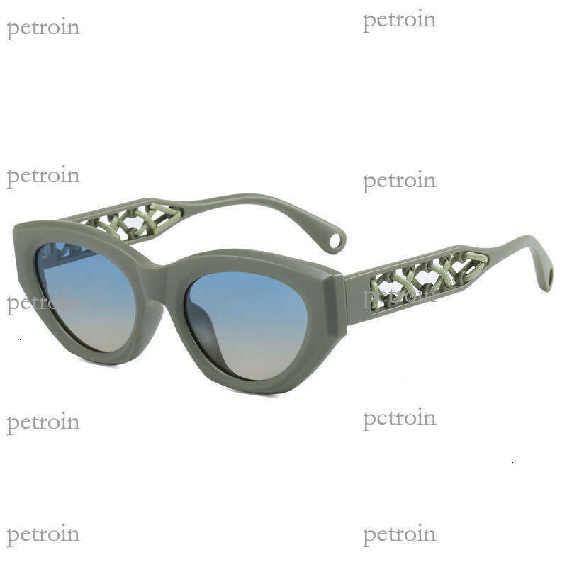 New Cat Eye Small Frame Polarized High Quality Women Leather Rope Braided Mirror Leg Sunglasses Tide