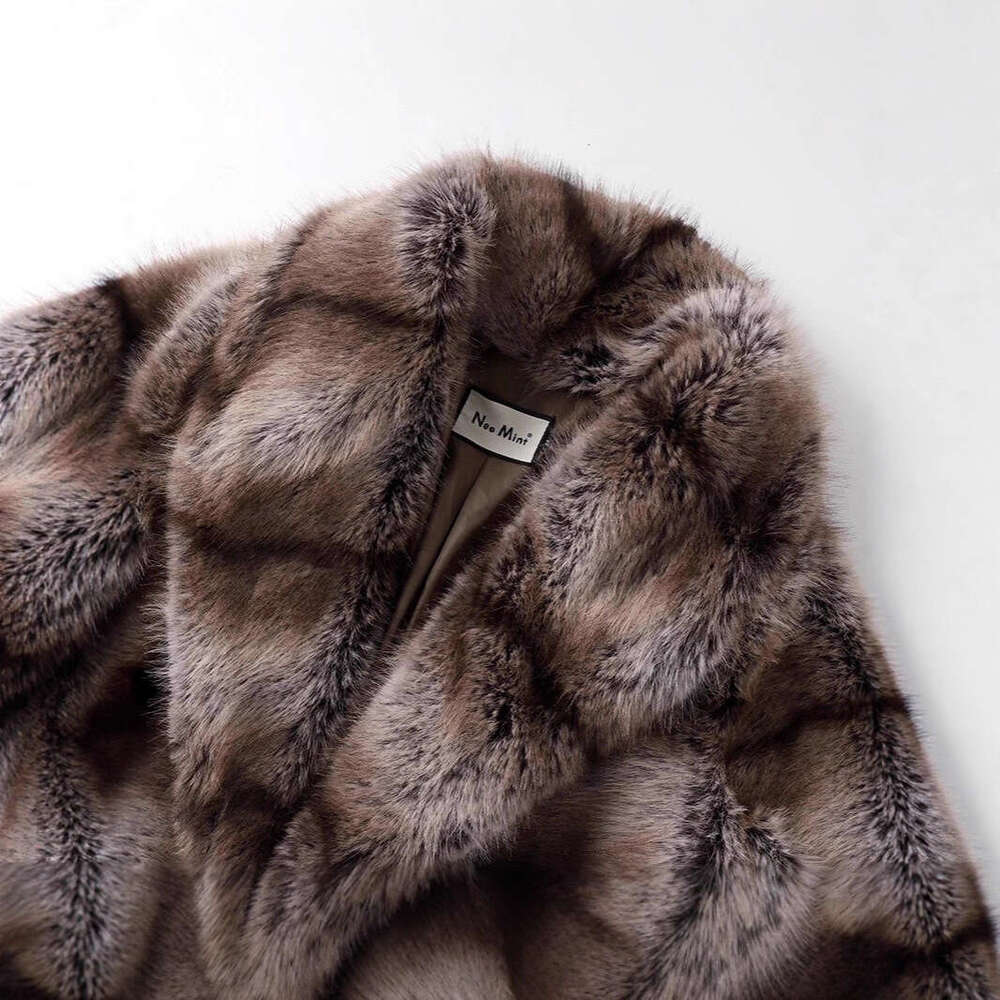 Autumn and winter imitation mink, mink coat, long artificial fur coat, street women's wear