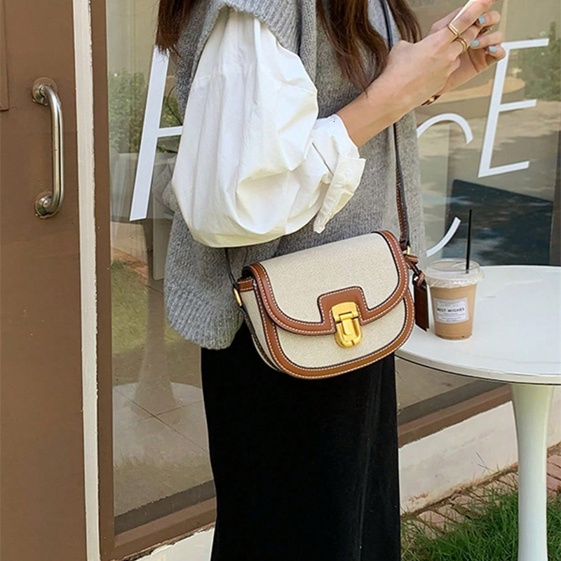 Fashion Joker contrast color n simple saddle bag flip handbag elegant sui w250801