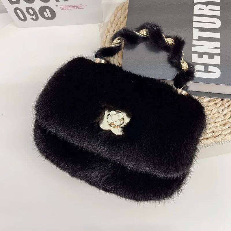 Designer bag 52 Real Mink Winter Natural Fur For Women Single Shoulder Chain Fashion Crossbody Handbag Evening Party Bag