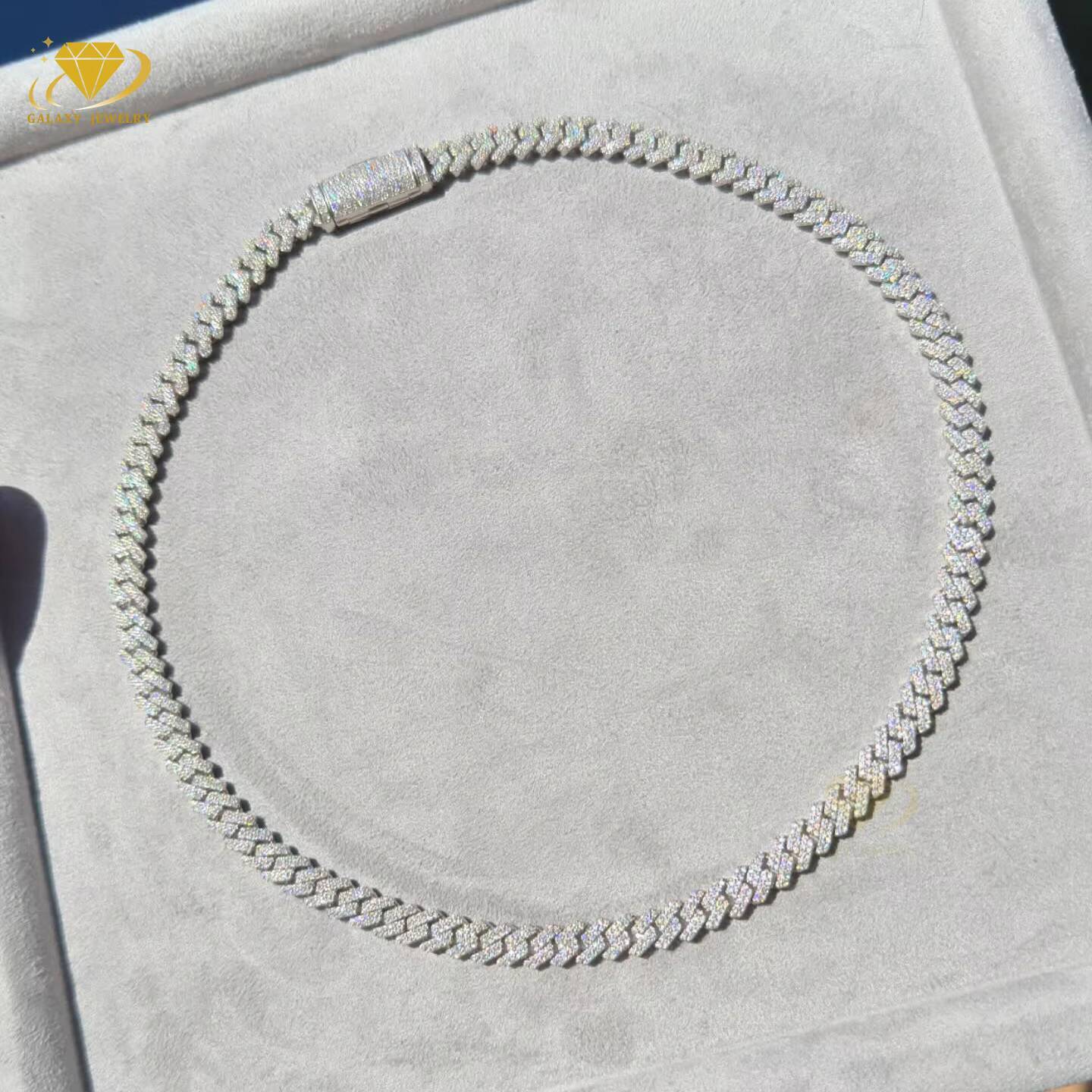 Hip Hop 925 Solid Silver 18K Gold Plated 2 Rows Moissanite Diamond Iced Out 12mm Cuban Link Chain Necklace Bracelet Rapper Men