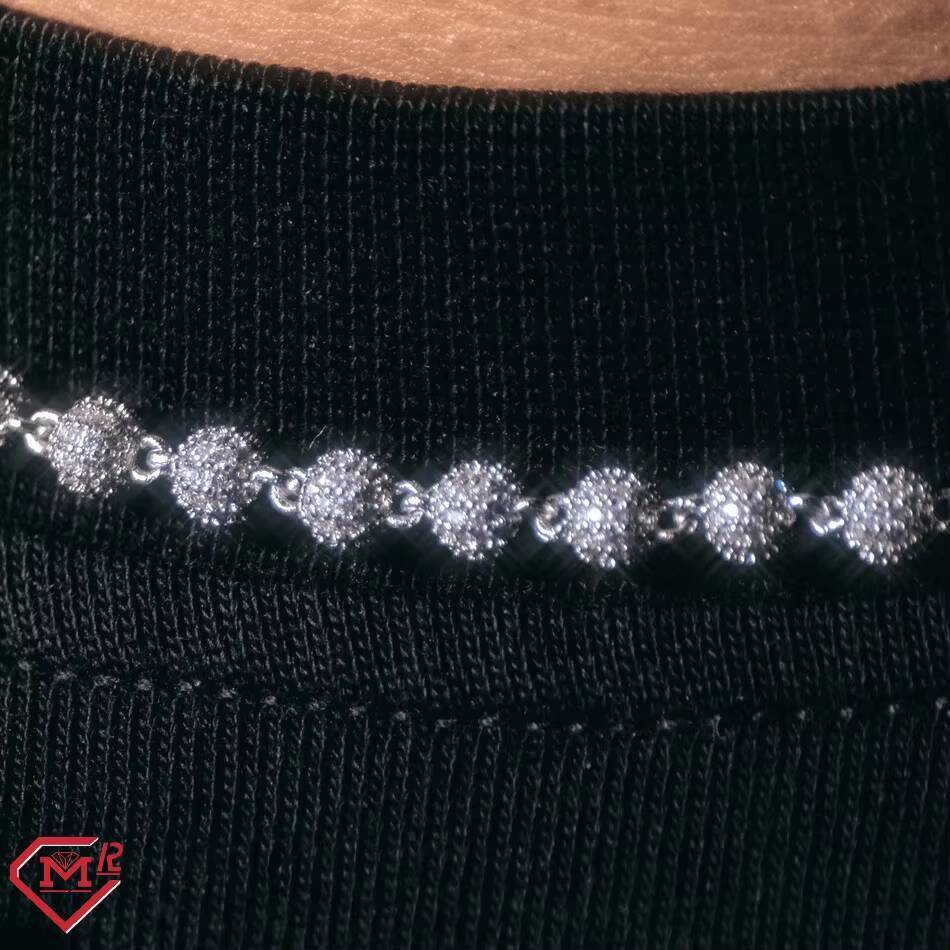 Rock Style Hip Hop Diamond Ball Chain Iced 4mm Beads Chain 925 Sterling Silver Vvs Moissanite Chain