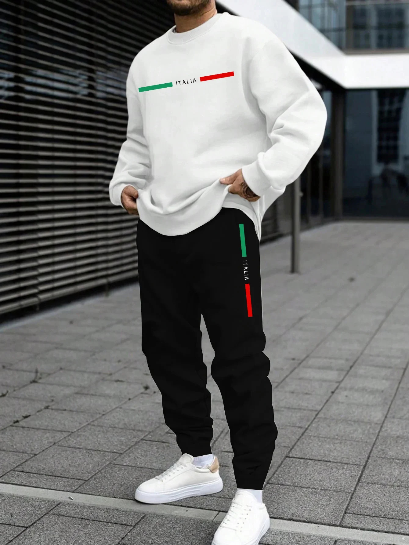 in Mens Tracksuit Printing Single Piece O Neck Sweatshirt Sweatpants Daily Casual Office Hoodies Jogging Streetwear Clothing 250814