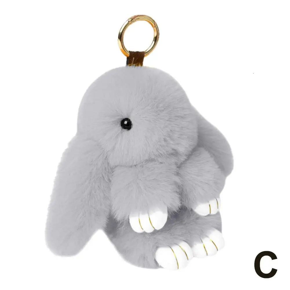 Cute Long Ear Bunny Keychain Real Mink Fur Rabbit Doll Charm Toys Ornament Keyring Jewelry Pompom Pendant Gifts Handbag Plu C9M0 250811