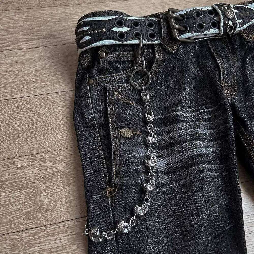New High Waist Haruku Loose Embroidered Women Jeans with Rock Punk Style Y2K Micro La Retro Wide Leg Pants