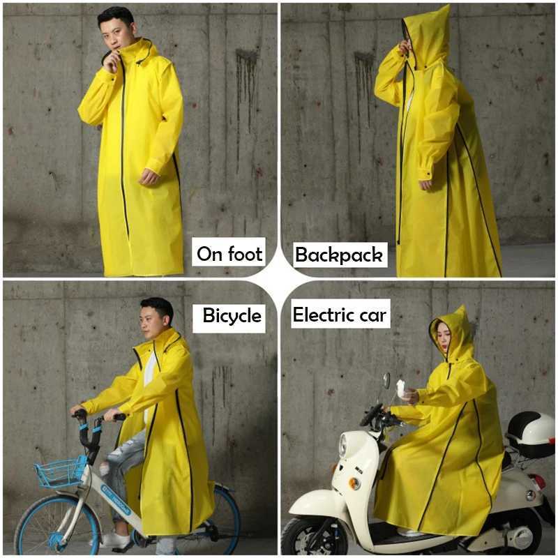 2024 Hot Sale EVA Raincoat Women/Men Zipper Hooded Poncho Motorcycle Rainwear Long Style Hiking Poncho Environmental Rain Y250814