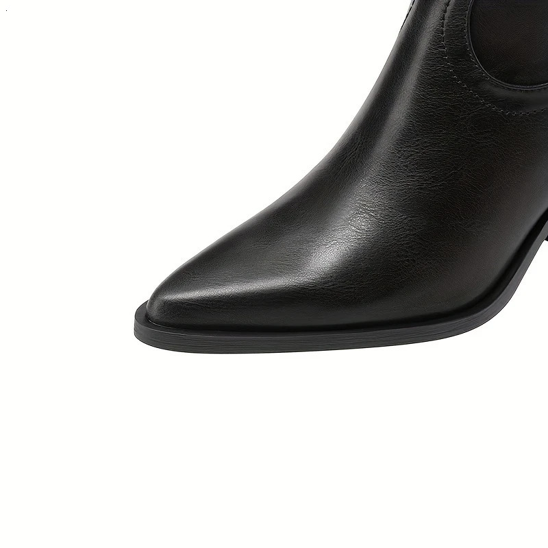 Womens Western Mid calf Pointed Head Large Denim Embroidered Flame High Heels Over Knee Gothic Boots 250809