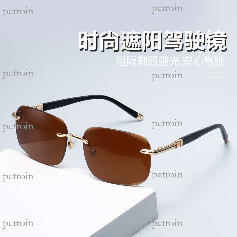 New Frameless Edge-Cut Fashion Sunshade Internet Celebrity Same Style Driver Driving Sunglasses